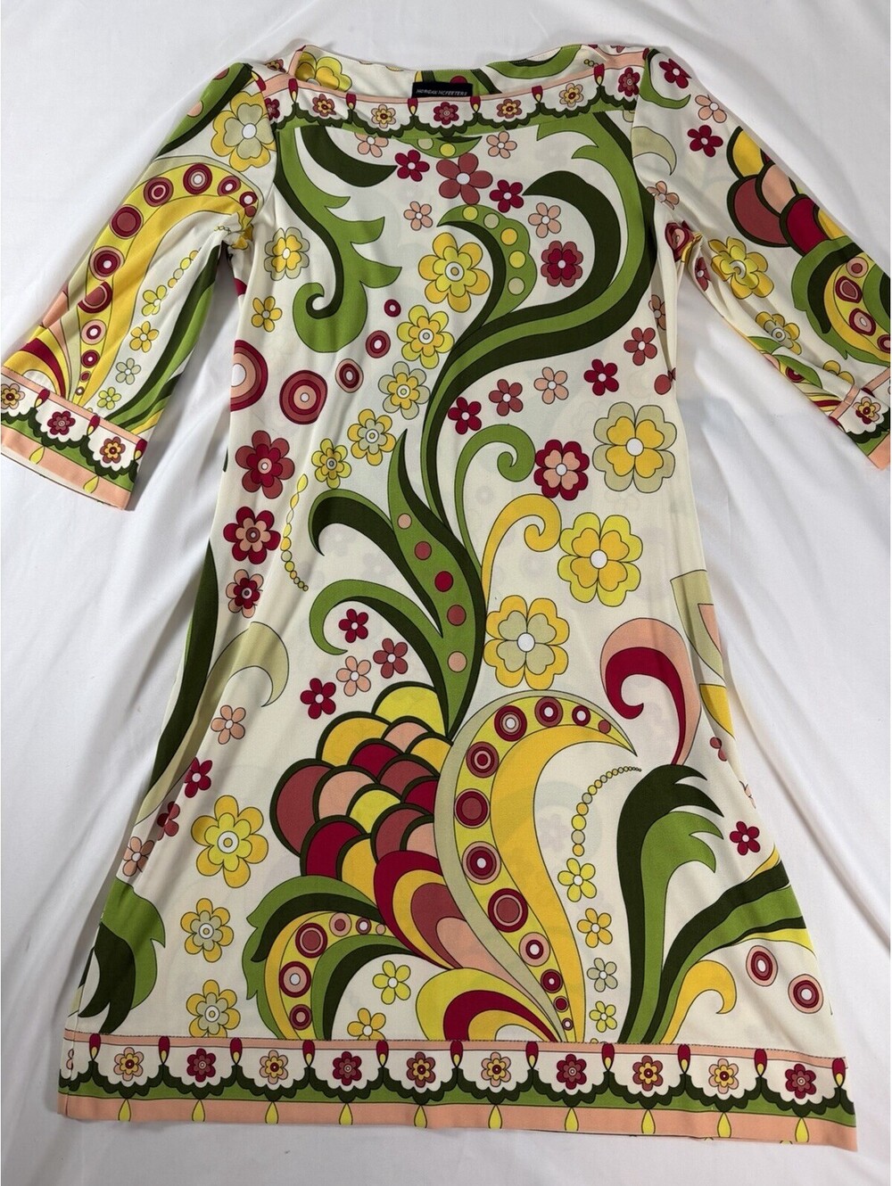 Morgan McFeeters Vintage Mod Floral Print Dress - 1960s Style, 3/4 Sleeve Size 8